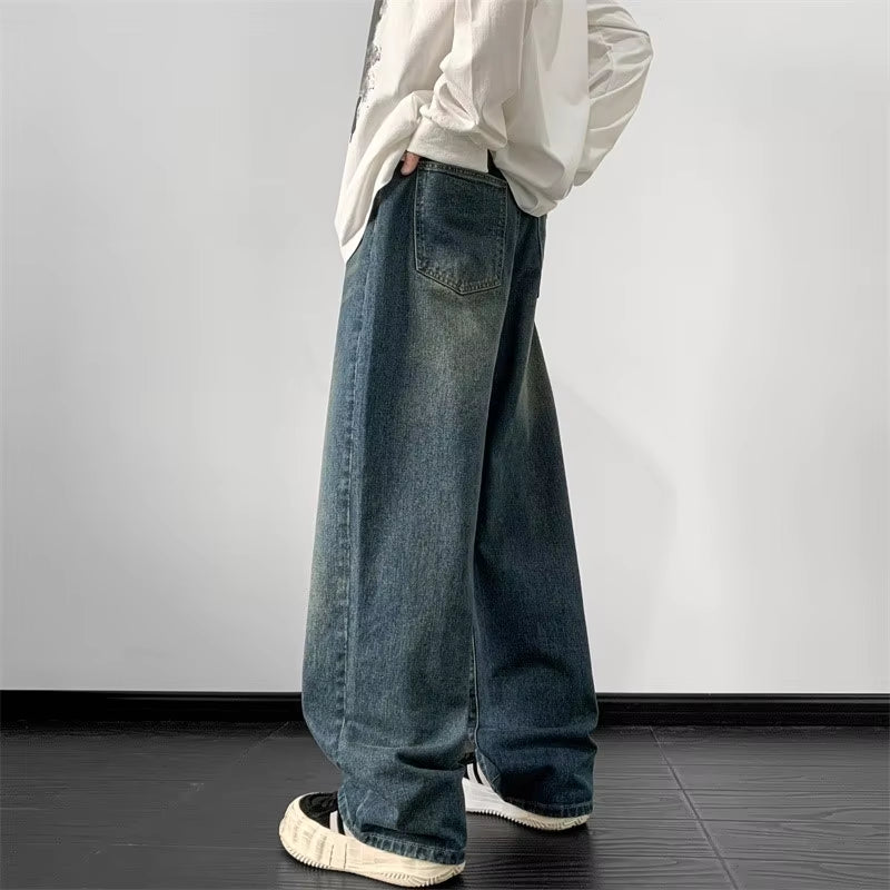 Jeans Men Wide Leg Jeans Male Loose Straight Denim Pants 2024 Autumn Harajuku Vintage Blue Jean Trouser Streetwear Clothes