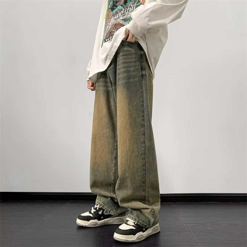 Jeans Men Wide Leg Jeans Male Loose Straight Denim Pants 2024 Autumn Harajuku Vintage Blue Jean Trouser Streetwear Clothes