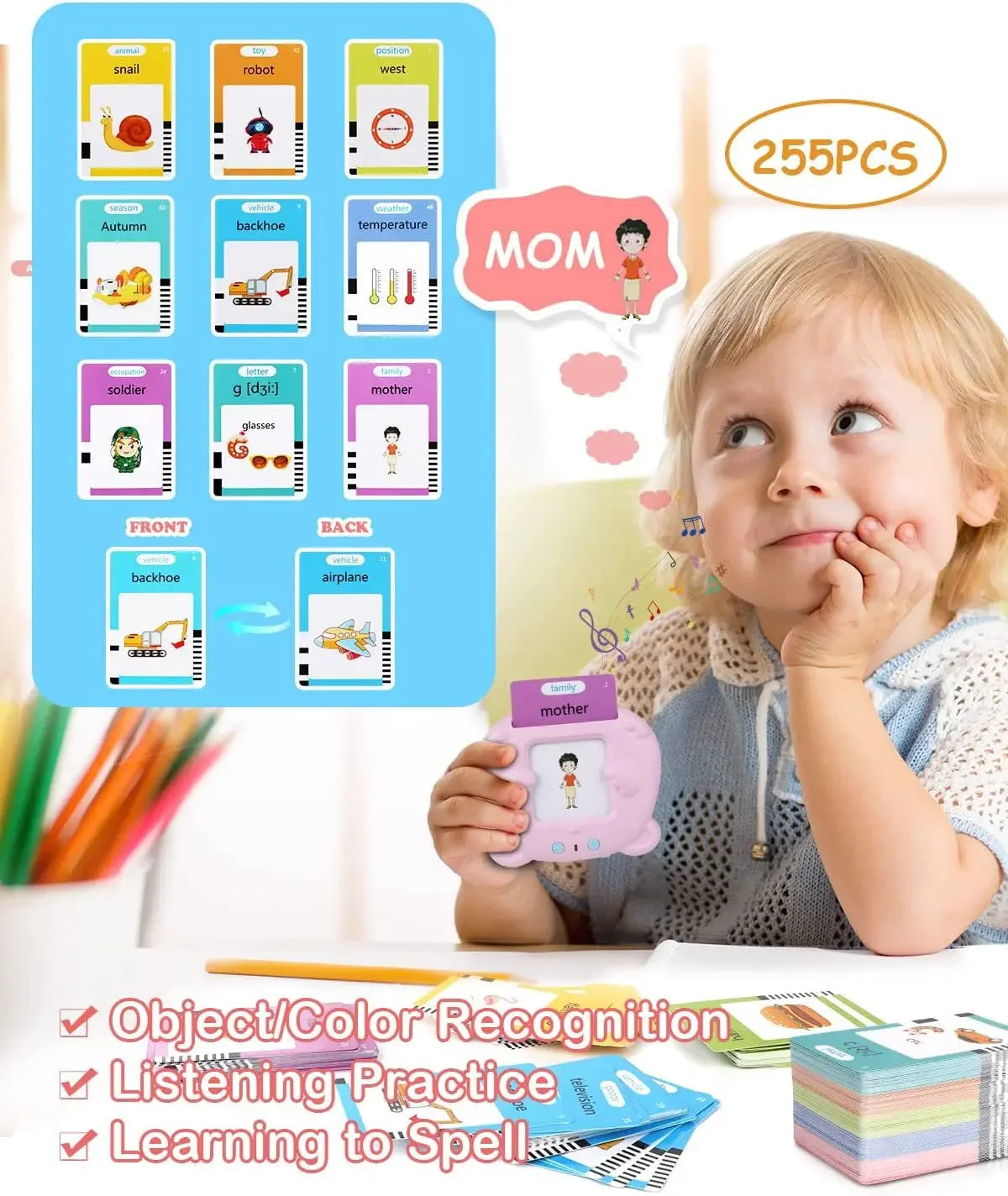 Learning Machine for Kid Talking Flash Cards Kindergarten Kids Language Electronic Audio Book LearnEnglish German Spanish French