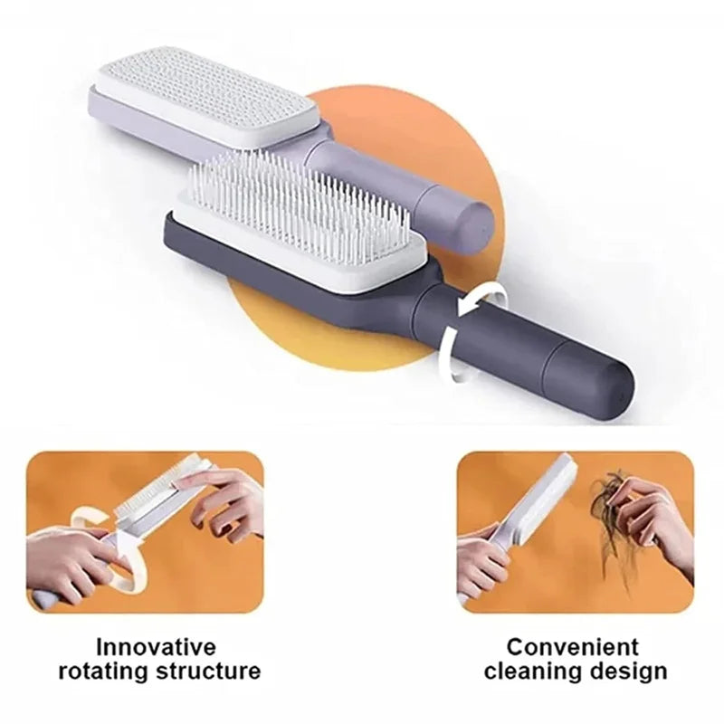 Self-Cleaning Rotating Hairbrush