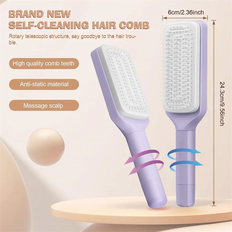 Self-Cleaning Rotating Hairbrush