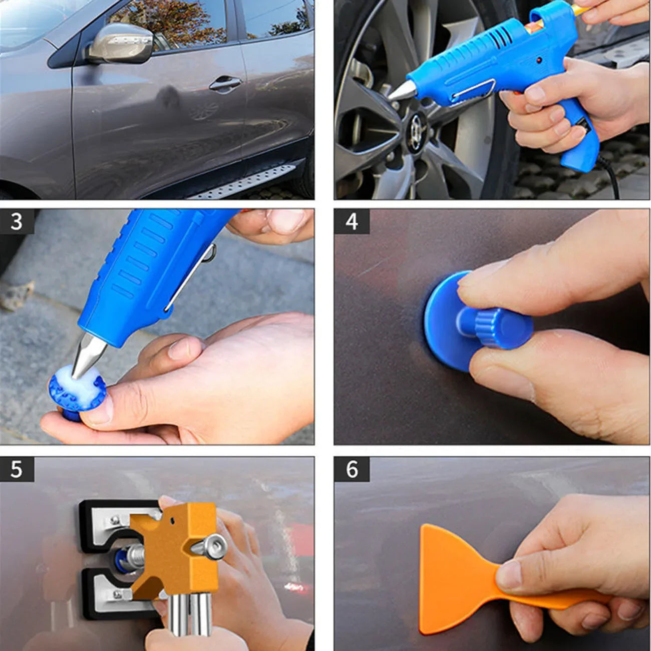 Car Dent Repair Kit Car Body Sheet Metal Paintless Dent Plastic Puller Auto Hail Pit Removal Repair Tools Hot Suction Cup Set