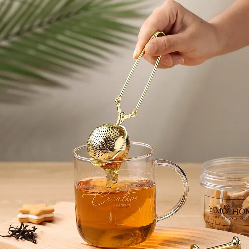 Press Type 304 Stainless Steel Tea Ball Infuser Retractable Metal Coffee Powder Cha Strainer Kitchen Diffuser Sieve For Spice