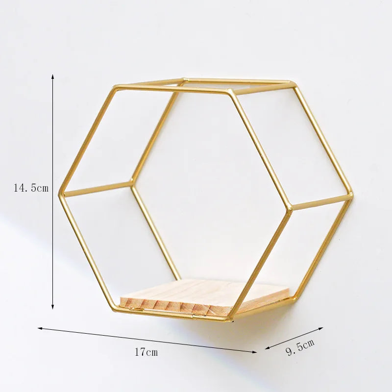 Floating Wall Shelf Sundries Storage Holder Living Room Home Decoration Wall Mounted Hexagon Shelf Handicraft Display Rack