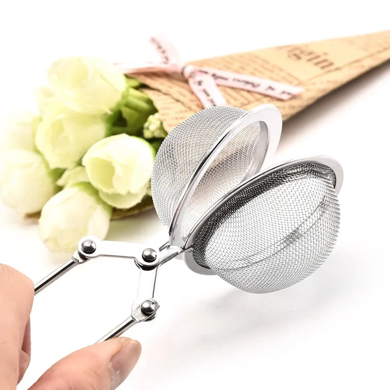 Press Type 304 Stainless Steel Tea Ball Infuser Retractable Metal Coffee Powder Cha Strainer Kitchen Diffuser Sieve For Spice