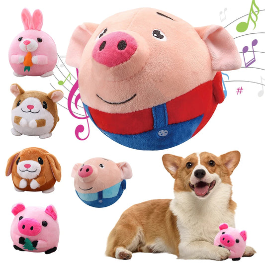 Plush Automatic Bouncing Toys Bite Resistant Music Vibration Bouncing Ball Self-Moving Chewable for Small Medium Dogs