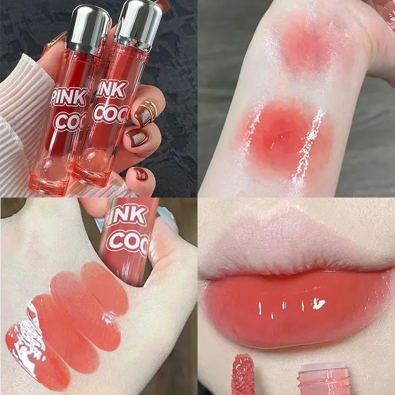 Black Mirror Water Lipgloss – Dark Red Moisturizing Lip Glaze, Long-Lasting, Non-Stick Cup, Fade-Resistant Makeup