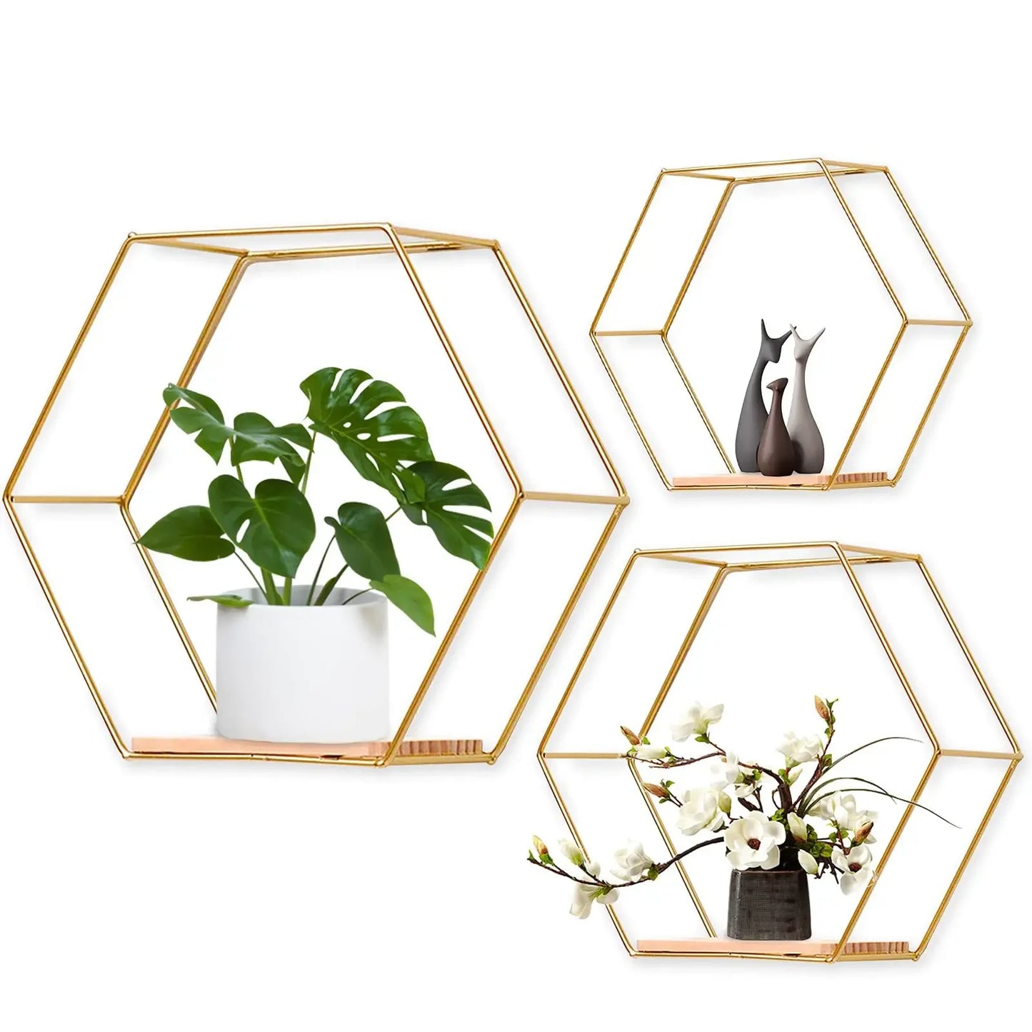 Floating Wall Shelf Sundries Storage Holder Living Room Home Decoration Wall Mounted Hexagon Shelf Handicraft Display Rack