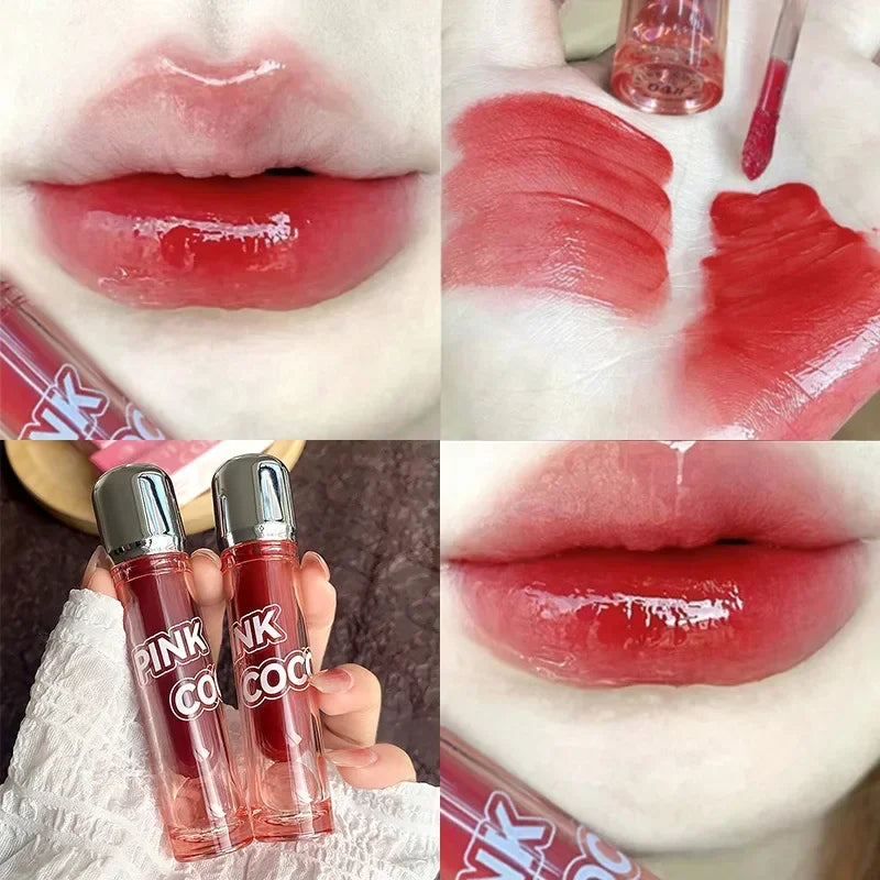 Black Mirror Water Lipgloss – Dark Red Moisturizing Lip Glaze, Long-Lasting, Non-Stick Cup, Fade-Resistant Makeup