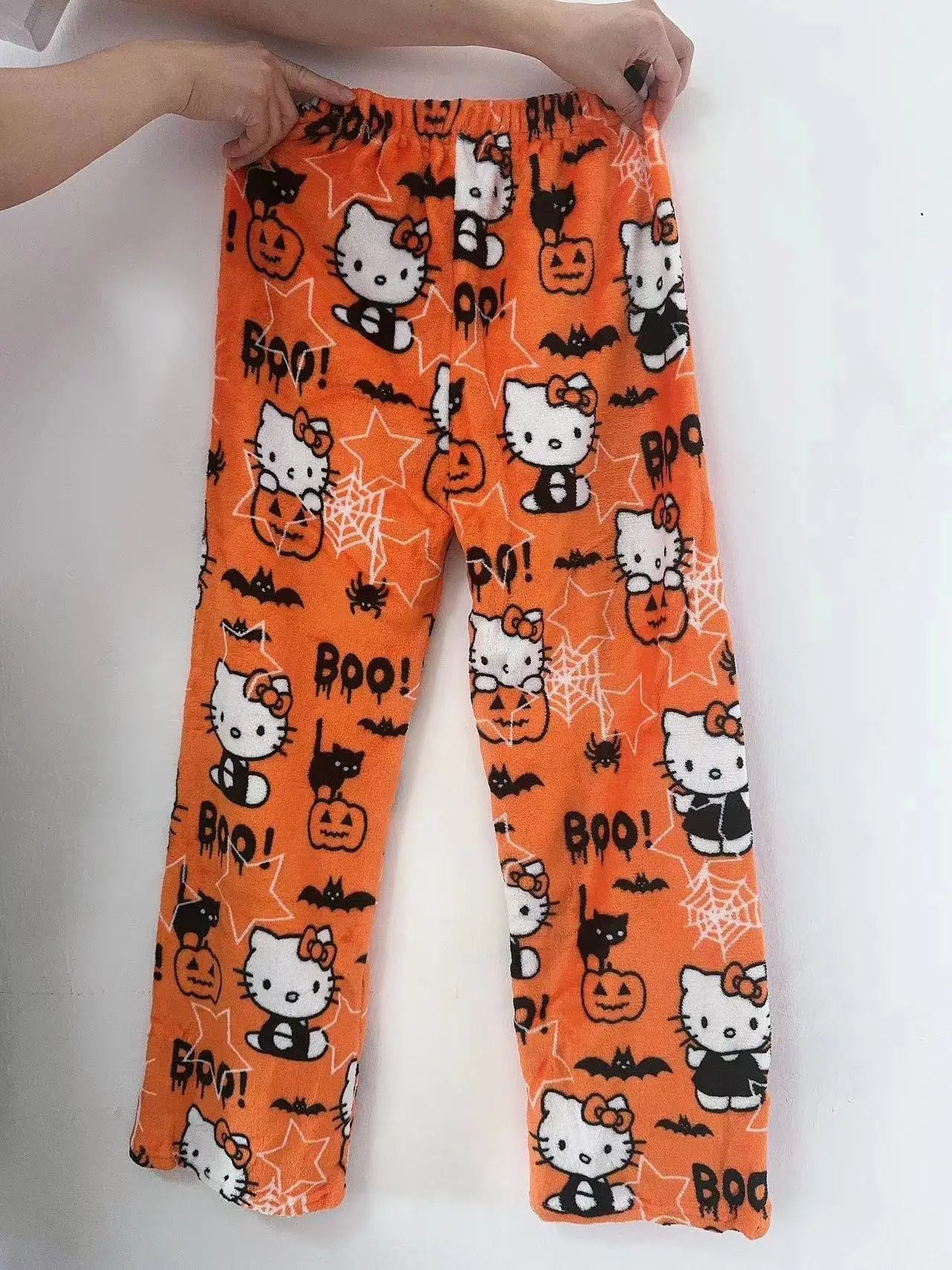 Hello Kitty Y2K Sanrio Pajama Pants – Kawaii Woolen Casual Homewear for Women, Cartoon Halloween Loungewear