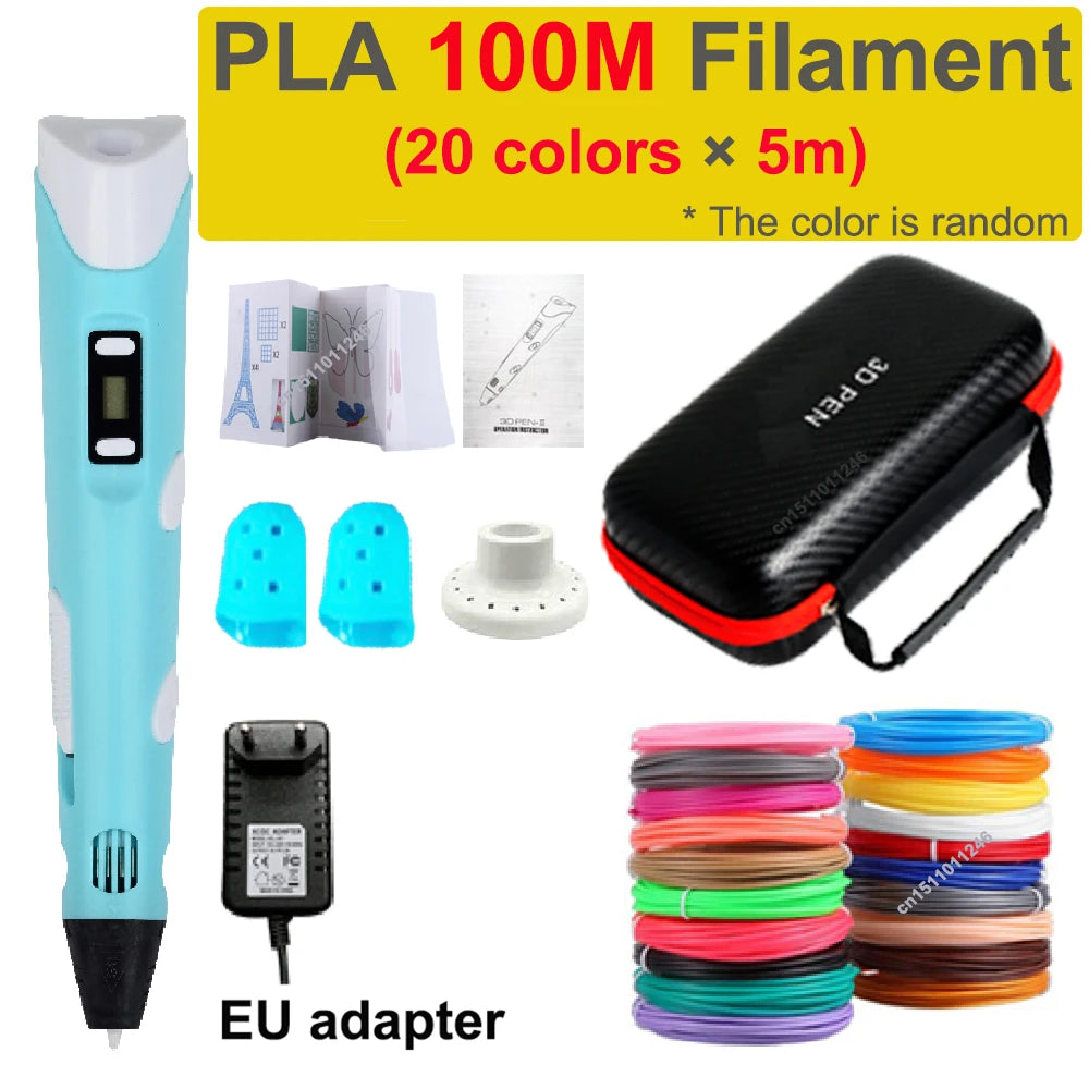 3D Pen 3d Printing Pen Children DIY Drawing Pens PLA Filament Birthday Christmas Boys Girls Gift For Kids With Travel Case