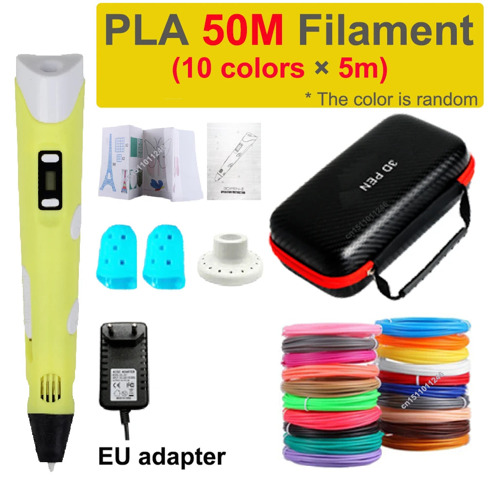 3D Pen 3d Printing Pen Children DIY Drawing Pens PLA Filament Birthday Christmas Boys Girls Gift For Kids With Travel Case