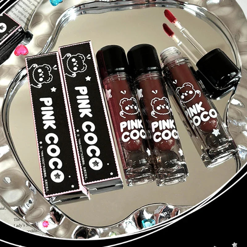 Black Mirror Water Lipgloss – Dark Red Moisturizing Lip Glaze, Long-Lasting, Non-Stick Cup, Fade-Resistant Makeup