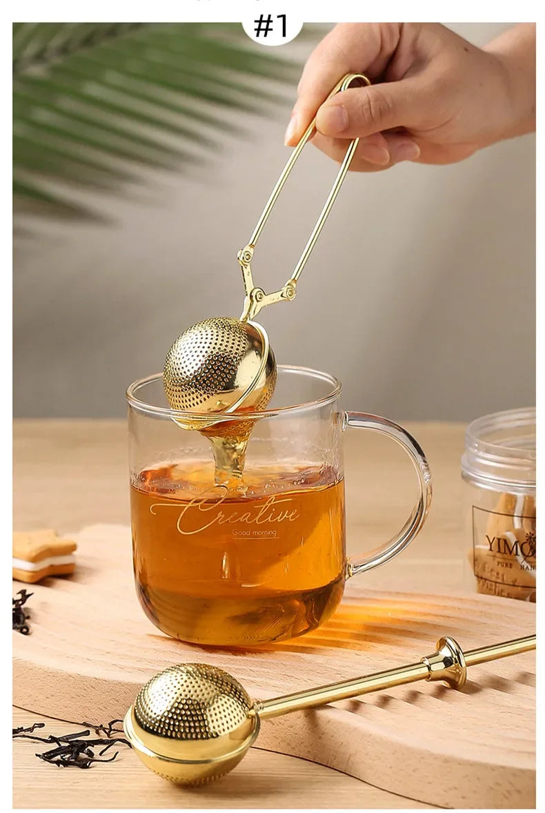 Press Type 304 Stainless Steel Tea Ball Infuser Retractable Metal Coffee Powder Cha Strainer Kitchen Diffuser Sieve For Spice