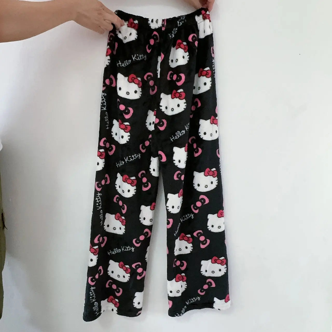 Hello Kitty Y2K Sanrio Pajama Pants – Kawaii Woolen Casual Homewear for Women, Cartoon Halloween Loungewear