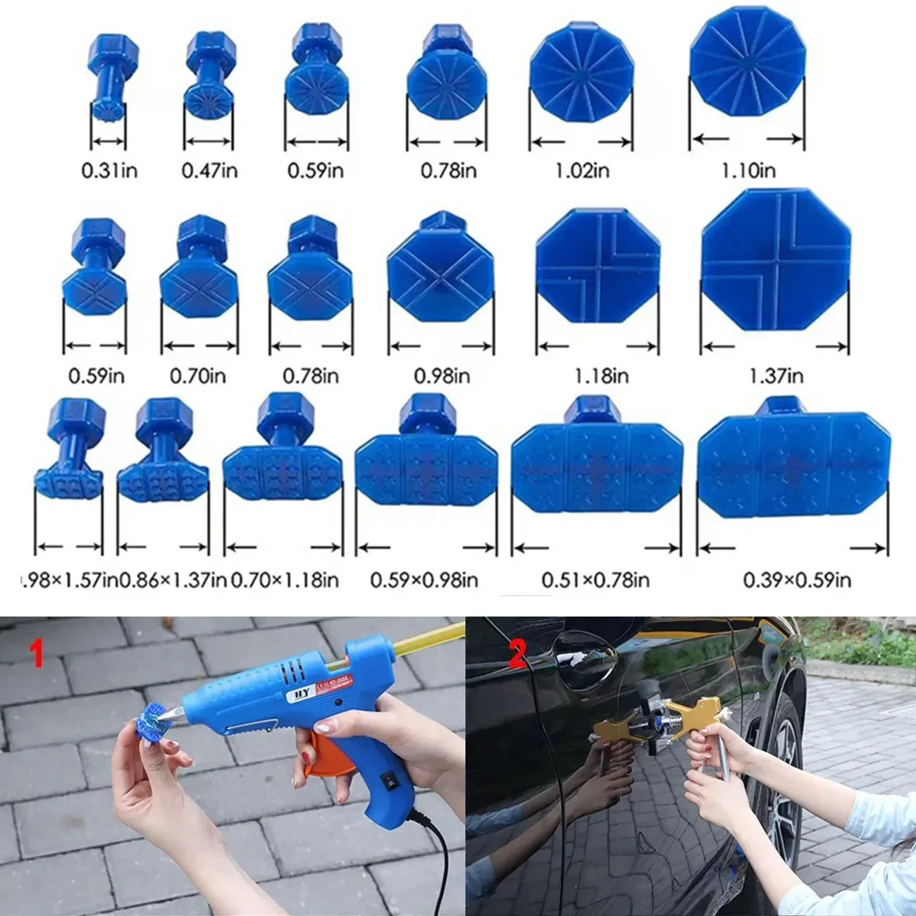 Car Dent Repair Kit Car Body Sheet Metal Paintless Dent Plastic Puller Auto Hail Pit Removal Repair Tools Hot Suction Cup Set