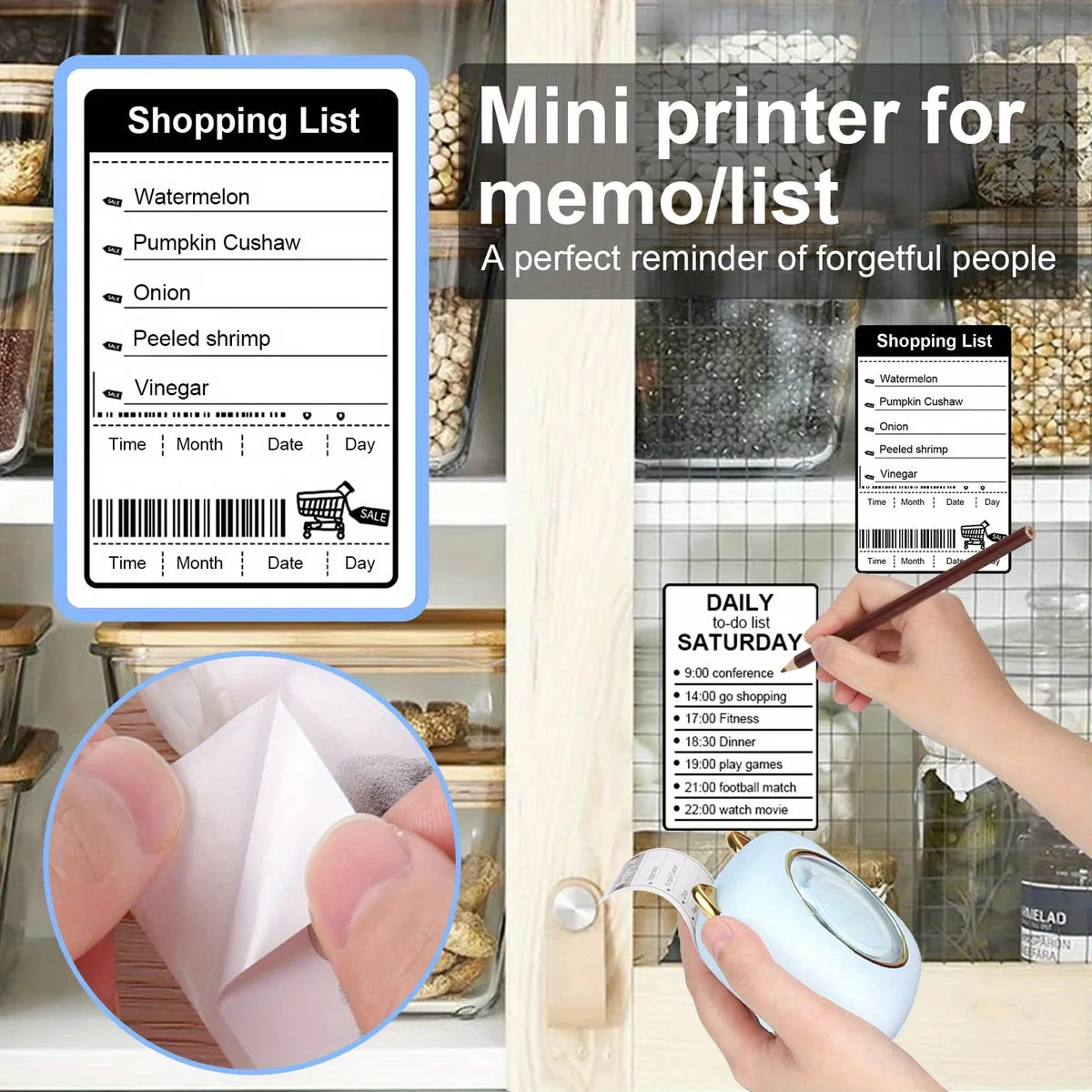 Mini Printer, Inkless Sticker Maker, Free Cut Small Pocket Printer, Portable Thermal Printer for Photo Journal Notes Memo