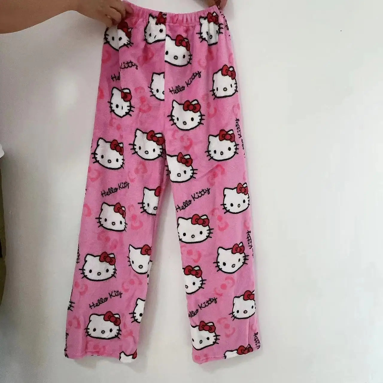 Hello Kitty Y2K Sanrio Pajama Pants – Kawaii Woolen Casual Homewear for Women, Cartoon Halloween Loungewear