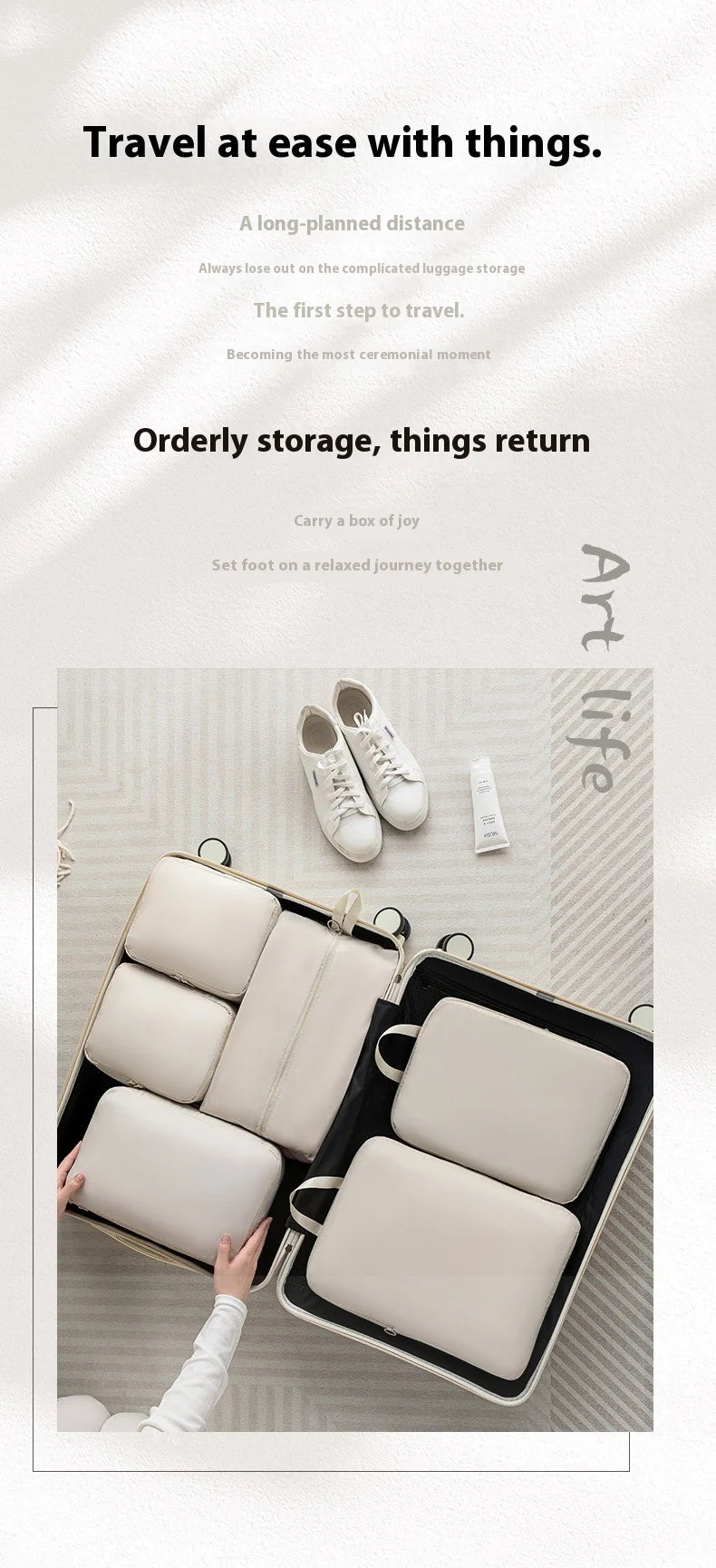 Compressed Packing Cubes – Travel Organizer Bags for Shoes, Socks, Underwear, Bras, and Makeup, Portable Storage for Travel