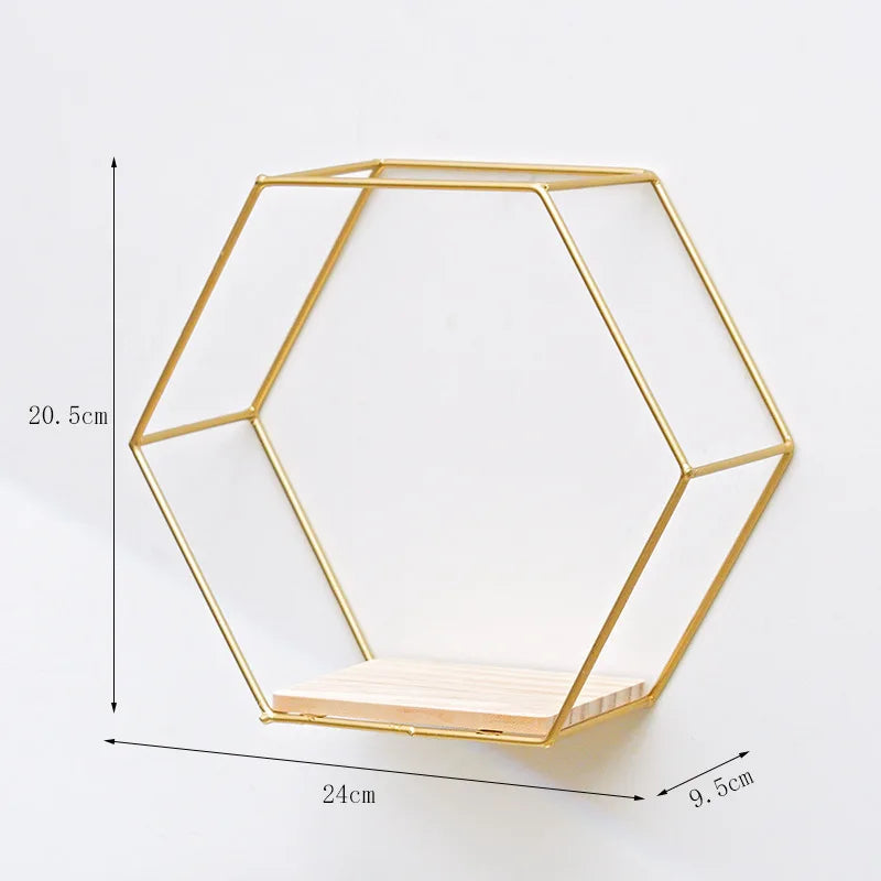 Floating Wall Shelf Sundries Storage Holder Living Room Home Decoration Wall Mounted Hexagon Shelf Handicraft Display Rack