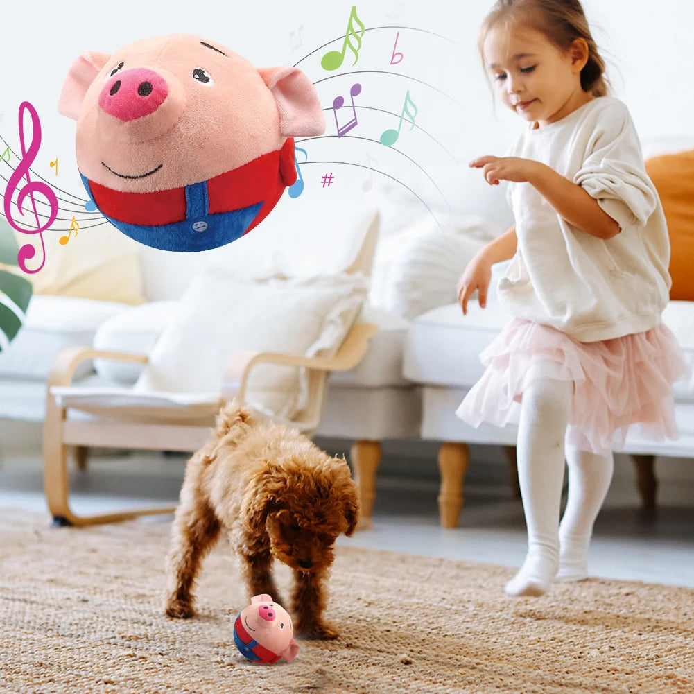 Plush Automatic Bouncing Toys Bite Resistant Music Vibration Bouncing Ball Self-Moving Chewable for Small Medium Dogs